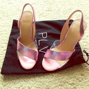 PLV Pink Leather and Clear Heeled Sandals